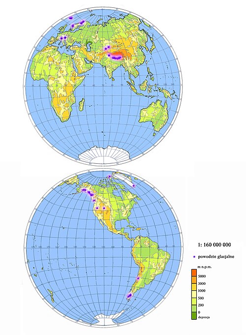 Jökulhlaup landforms in the world