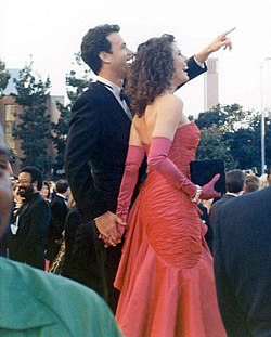 Hanks and his wife Rita Wilson at the 1989 Oscars