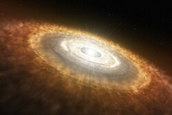 Artist's impression of a protoplanetary disk showing a young star at its center