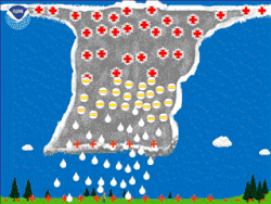 The upper part of the thunderstorm cloud becomes positively charged while the middle to the lower part of the thunderstorm cloud becomes negatively charged.