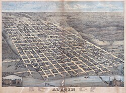 An 1873 illustration of Edwin Waller's layout for Austin