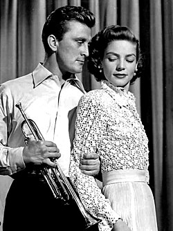 Kirk Douglas and Lauren Bacall in Young Man with a Horn (1950)