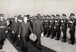 Kenneth Kaunda, first president, on a state visit to Romania in 1970