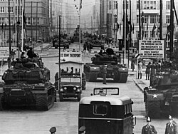 US tanks and Soviet tanks at Checkpoint Charlie, 1961