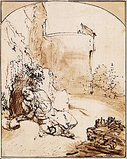 The Prophet Jonah before the Walls of Nineveh, drawing by Rembrandt, c. 1655