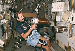 Wubbo Ockels in the Spacelab, 1985