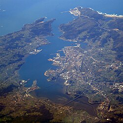 Aerial view of the city and its ria in 2009