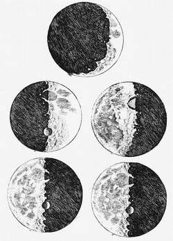 Galileo's sketches of the Moon from Sidereus Nuncius.