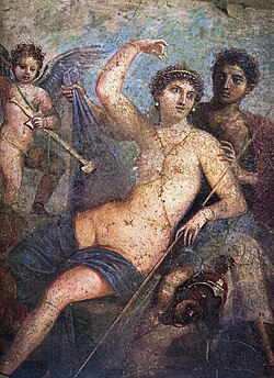 Venus and Mars, with Cupid attending, in a wall painting from Pompeii