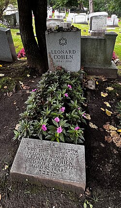 Cohen's grave at Shaar Hashomayim Congregation Cemetery in Montreal