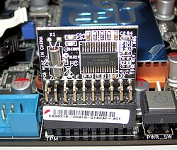 Trusted Platform Module installed on a mainboard