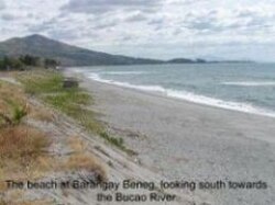 The beach at Barangay Beneg, looking south towards the Bucao River