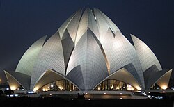 The Lotus Temple at night