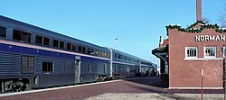Amtrak train stopping in Norman