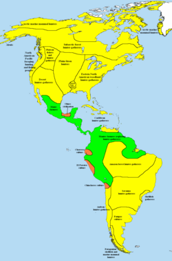 A map of subsistence methods in the Americas, including North America, as of 1000 BCE Hunter-gatherers Simple farming societies Complex agricultural societies, including tribal chiefdoms and civilizations