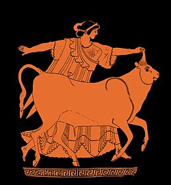 Europa and the Bull on a Greek vase, c. 480 BC. Tarquinia National Museum, Italy.