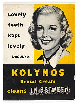 Promotional poster for the Kolynos toothpaste from the 1940s