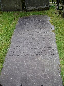 Gravestone of William Wordsworth in Grasmere, Cumbria