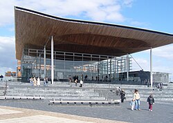 The Senedd building in Cardiff Bay