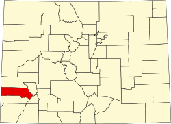 Map of Colorado highlighting San Miguel County