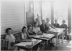 Federal Emergency Relief Administration (FERA) camp for unemployed women in Maine, 1934