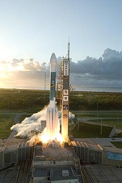 Dawn launching on a Delta II rocket from Cape Canaveral Air Force Station Space Launch Complex 17 on September 27, 2007