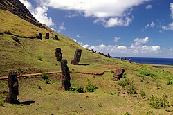 During the 17th and 18th centuries, Easter Island experienced severe erosion due to deforestation and unsustainable agricultural practices. The resulting loss of topsoil ultimately led to ecological collapse, causing mass starvation and the complete disintegration of the Easter Island civilization of Rapa Nui people.[118][119]