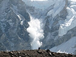 Small avalanche on Everest, 2006