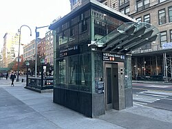 Street elevator serving as one of three accessible entrances to the 14th Street/6th Avenue station