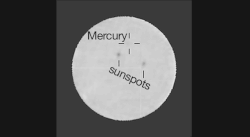 Mercury transiting the Sun as viewed by the Mars rover Curiosity (June 3, 2014).[186]