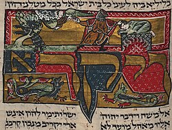 Sacrifice of Isaac, opening of Leviticus, detail of fol. 102r, Ambrosian Tanakh, made in Germany, ca. 1236–38, Biblioteca Ambrosiana