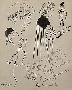 Signed drawing of Elsie Janis by Manuel Rosenberg, 1926