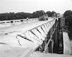 Damage to the Route 1 Bridge over the Occoquan during hurricane Agnes