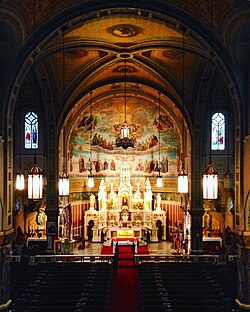 The altar, side altars, and nave of St. Casimir Church in Cleveland, Ohio, on March 13, 2016, following Cleveland Mass Mob XX