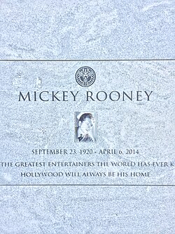 Grave and crypt of Rooney at Hollywood Forever Cemetery