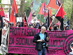 Slovenian anarchist anti-fascist protest due to the Great Recession