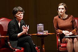 McDermott (left) speaking in 2020
