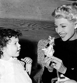 Daughter Rebecca Welles and Rita Hayworth (December 23, 1946)
