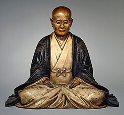 Sculpture of a chōnin, a middle class of mainly merchants that emerged in Japan during the Edo period. Early 18th century.