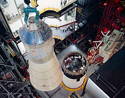 Erection and mating of spacecraft 103 to Launch Vehicle AS-503 in the VAB for the Apollo 8 mission