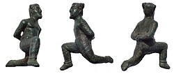 Roman Bronze Statuette of a Suebian wearing trousers. First to third century AD