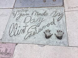Eastwood's signature and handprints in Hollywood Boulevard