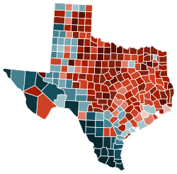 Map of counties in Texas by racial and ethnic plurality, per the 2020 U.S. census Non-Hispanic White 20–30% 30–40% 40–50% 50–60% 60–70% 70–80% 80–90% Hispanic or Latino 40–50% 50–60% 60–70% 70–80% 80–90% 90%+