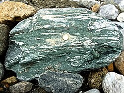 Prasinite variety of greenschist (Mont-Cenis massif, French Alps)