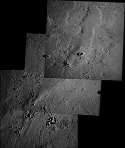 Detail of basaltic lava flow fronts within Mare Imbrium, located north of Euler Crater. (Mosaic of Apollo 17 images.)