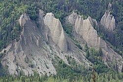 Deep, eroding glaciofluvial deposits alongside the Matanuska River, Alaska