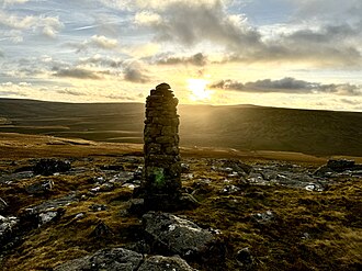 A cairn a mile east of Nine Standards Rigg in the Yorkshire Dales.