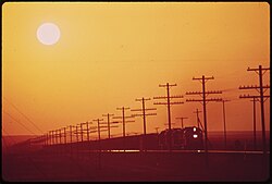 Sunlight filtered through smog near Blythe, May 1972
