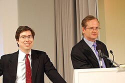 Harvard internet law professor Jonathan Zittrain and Lessig in 2008