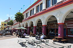 Shops and restaurants at the Santa Cruz Beach Boardwalk